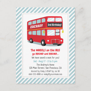 Invitaciones de cumpleaños para niños de Wheels On