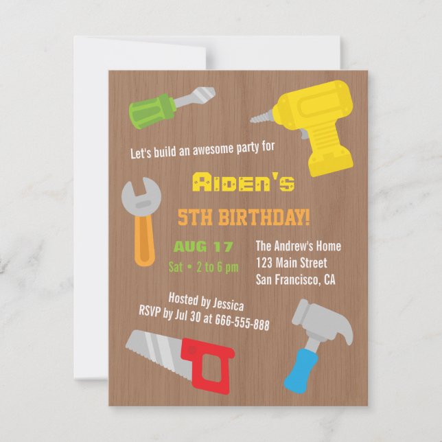 Invitaciones de cumpleaños para niños del taller d (Anverso)