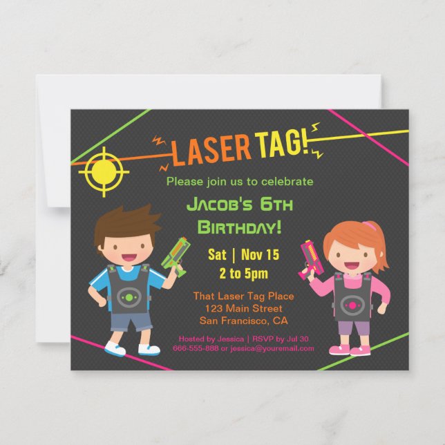 Invitaciones de Cumpleaños para Niños Divertidos c (Anverso)