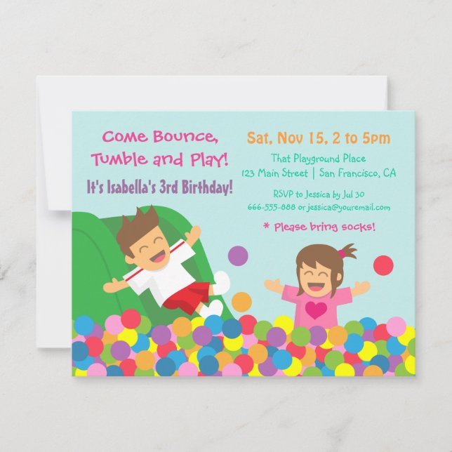 Invitaciones de cumpleaños para niños en gimnasio  (Anverso)