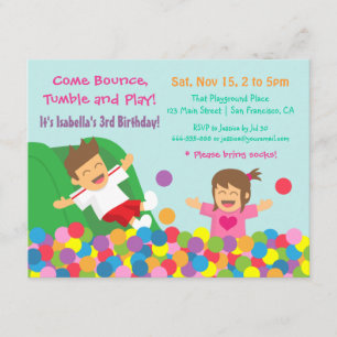 Invitaciones de cumpleaños para niños en gimnasio 