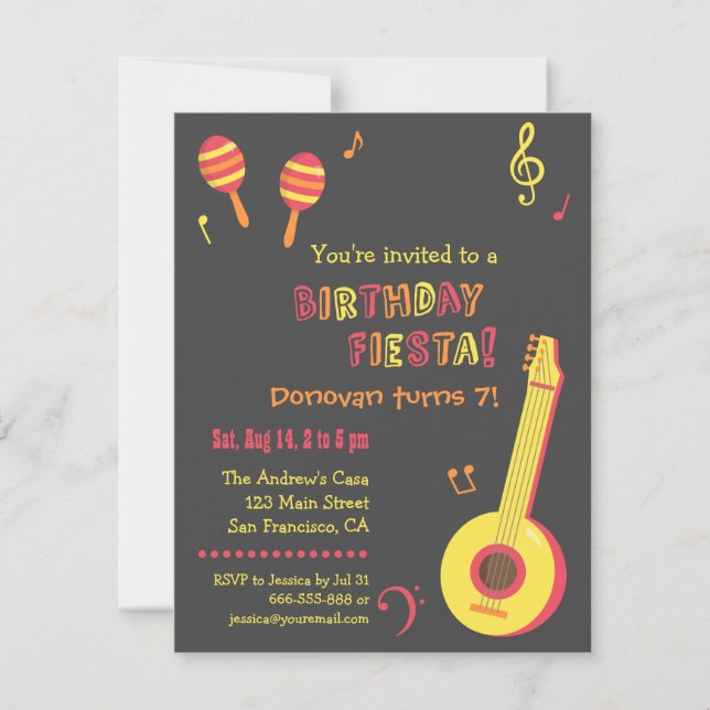 Invitaciones de Cumpleaños para Niños Fiesta Mexic (Anverso)