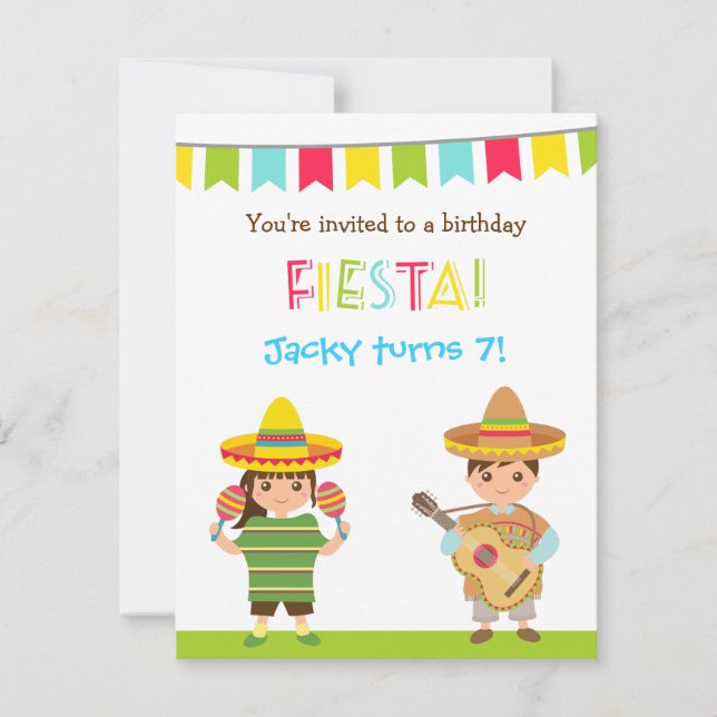 Invitaciones de cumpleaños para niños Fiesta Mexic (Anverso)