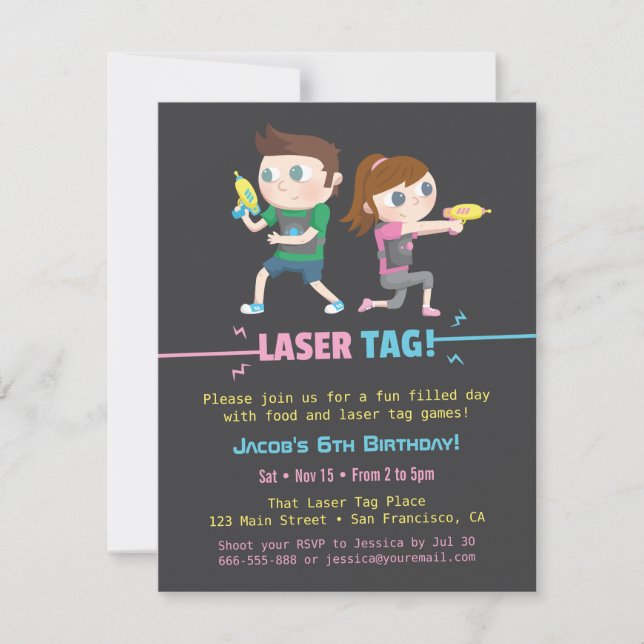Invitaciones de cumpleaños para niños, juego de lá (Anverso)