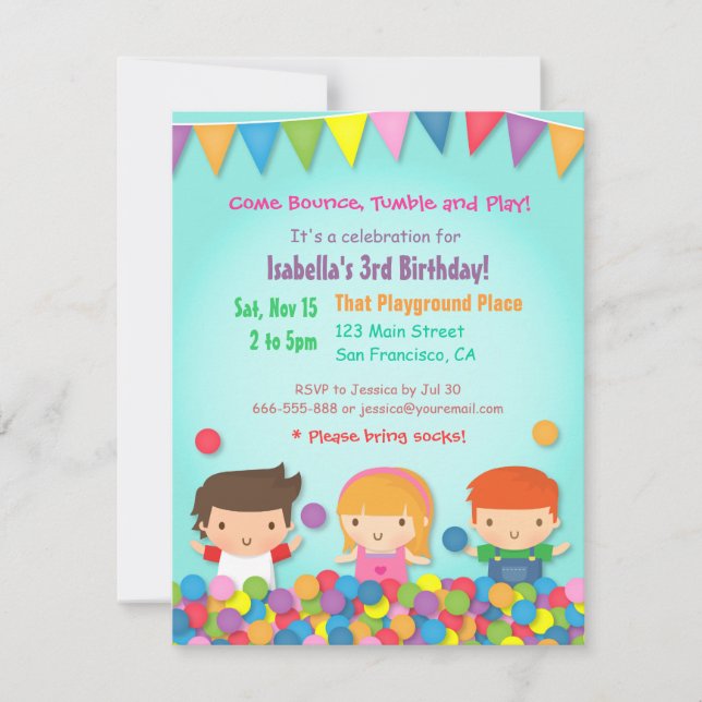 Invitaciones de cumpleaños para niños lindos en pi (Anverso)
