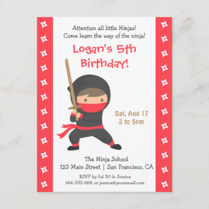 Invitaciones de cumpleaños para niños Ninja con Ka