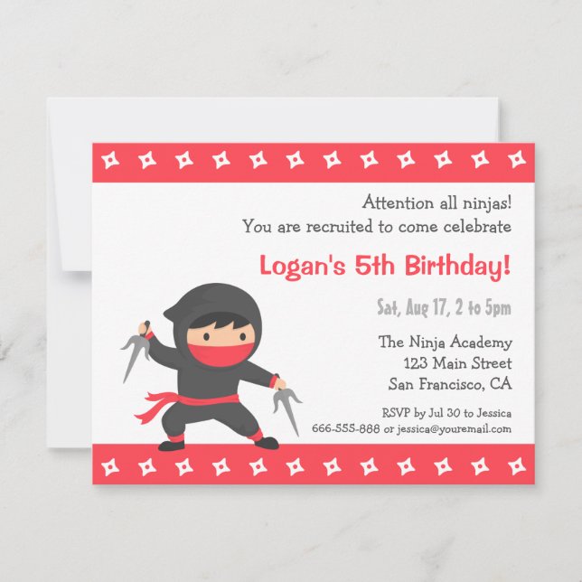 Invitaciones de cumpleaños para niños pequeños nin (Anverso)