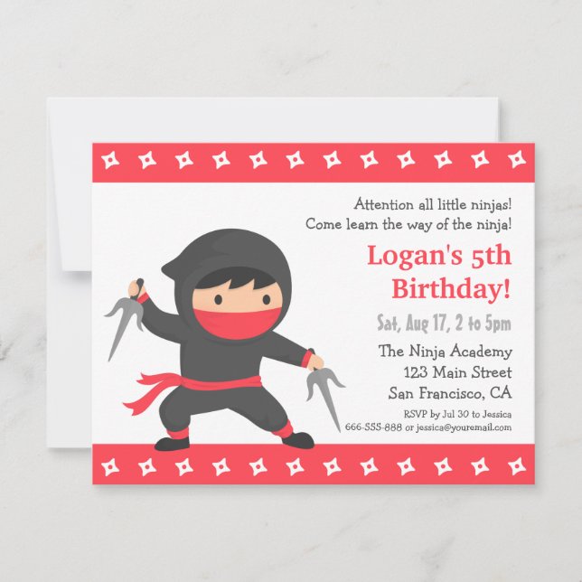 Invitaciones de cumpleaños para niños pequeños nin (Anverso)