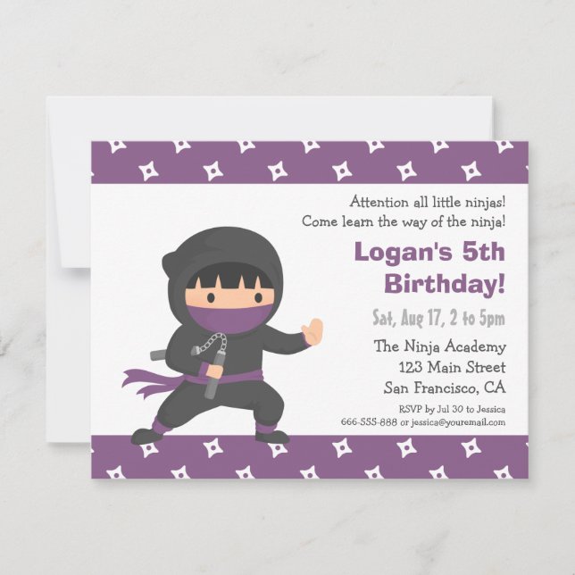 Invitaciones de cumpleaños para niños pequeños nin (Anverso)