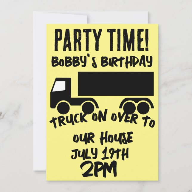 INVITACIONES DE CUMPLEAÑOS PARA NIÑOS SEMIRREMOLQU (Anverso)