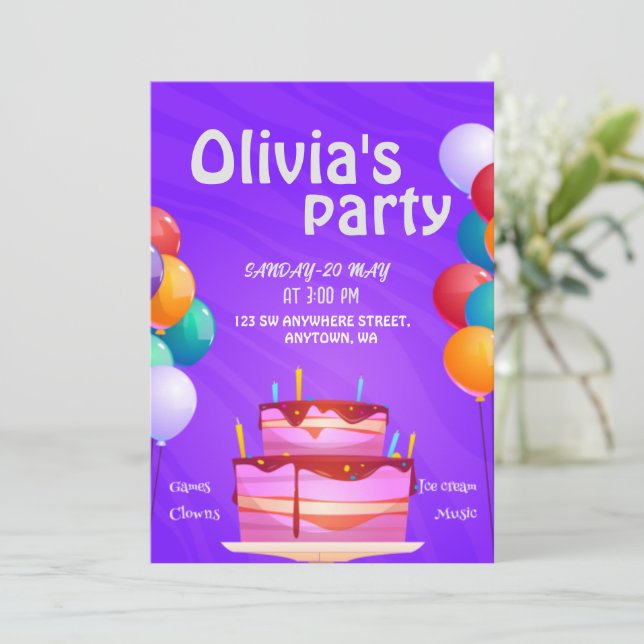 Invitaciones de cumpleaños para niños y Chicas (Anverso de pie)