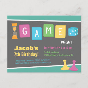 Invitaciones de cumpleaños para noche de juegos de