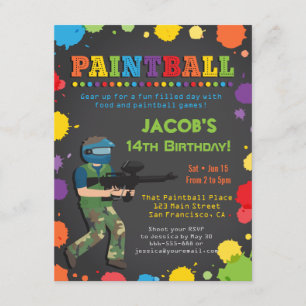 Invitaciones de cumpleaños para Paintball Colorido