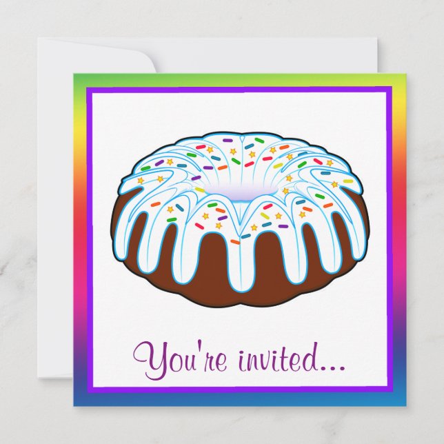 Invitaciones de cumpleaños para pastel Bundt (Anverso)