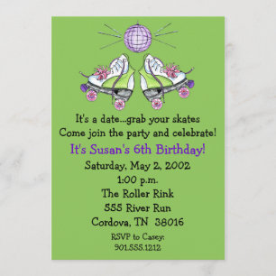 Invitaciones de cumpleaños para patinar sobre rodi
