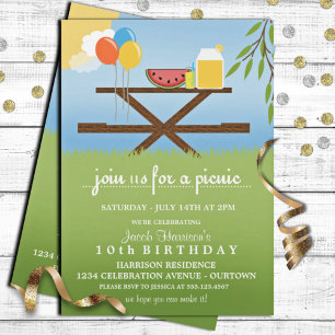Invitaciones de cumpleaños para picnic de verano