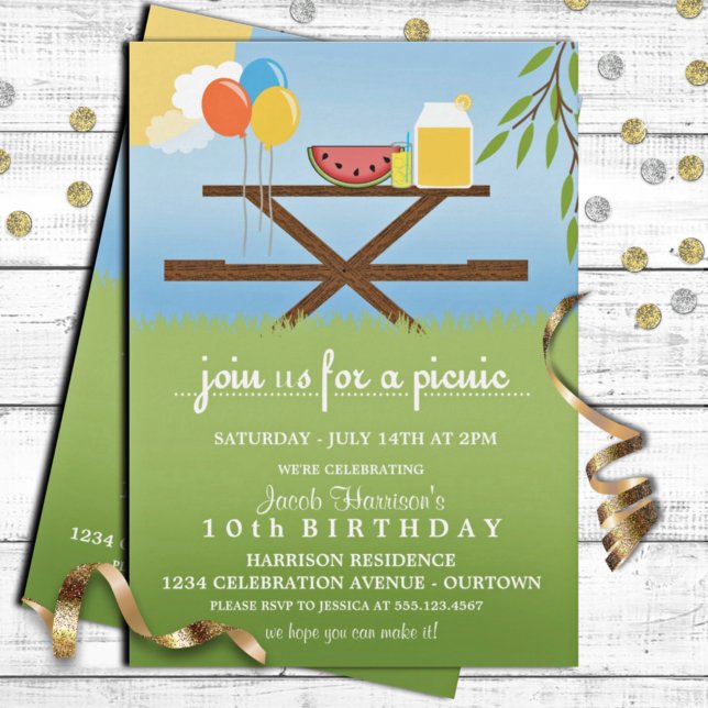 Invitaciones de cumpleaños para picnic de verano (Subido por el creador)