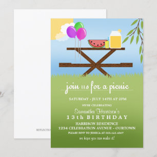 Invitaciones de cumpleaños para picnic de verano