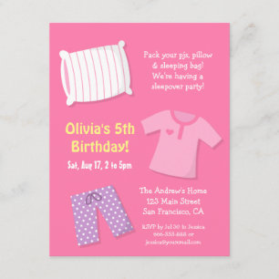Invitaciones de cumpleaños para pijamada de chicas