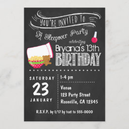Invitaciones de cumpleaños para pijamada en pizarr