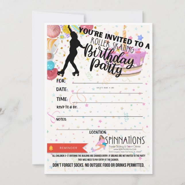 Invitaciones de cumpleaños para SpinNations (Anverso)