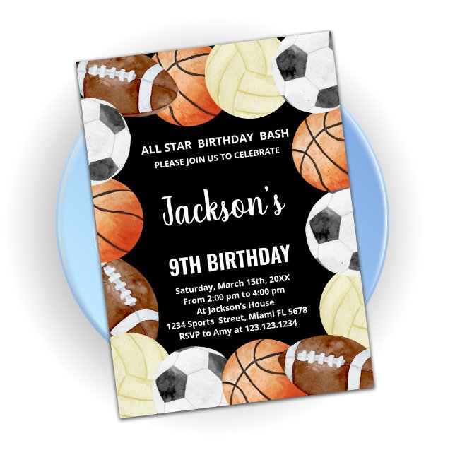 Invitaciones de cumpleaños para todos los deportes (Subido por el creador)
