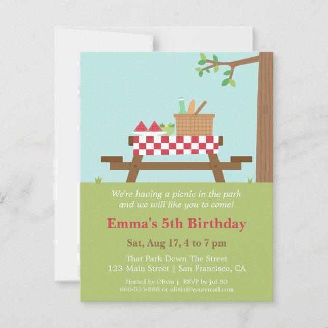 Invitaciones de Cumpleaños para una Fiesta Campest (Anverso)