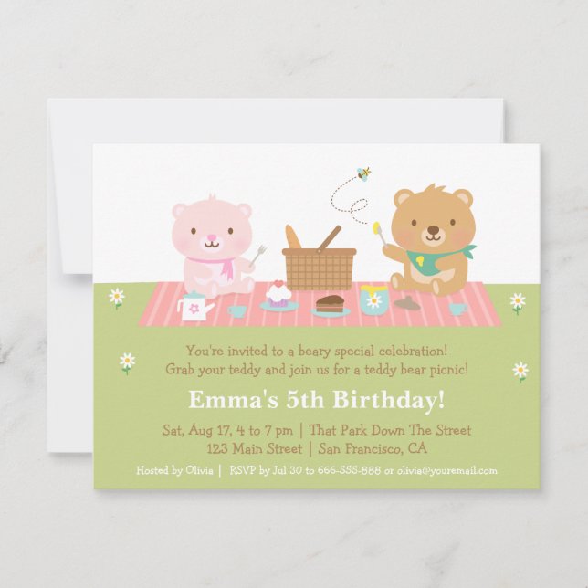 Invitaciones de cumpleaños para una merienda de os (Anverso)