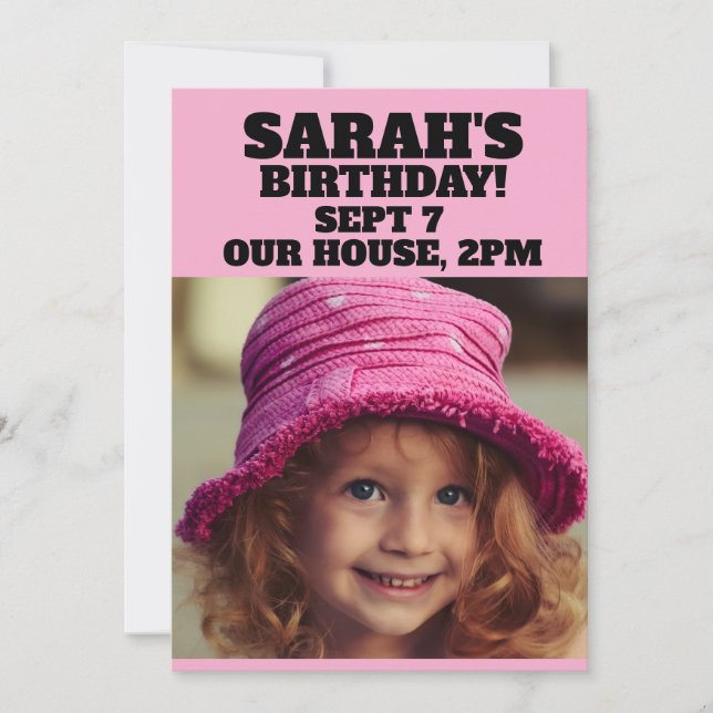 INVITACIONES DE CUMPLEAÑOS PERSONALIZADAS CON FOTO (Anverso)