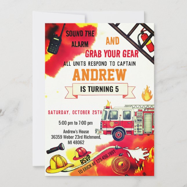 Invitaciones de cumpleaños personalizadas de camió (Anverso)