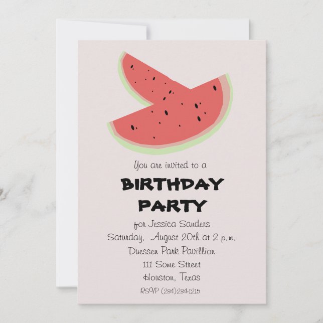 Invitaciones de cumpleaños personalizadas de sandí (Anverso)