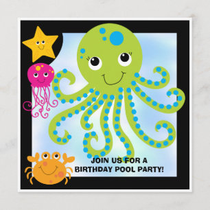 Invitaciones de cumpleaños personalizadas Octopus