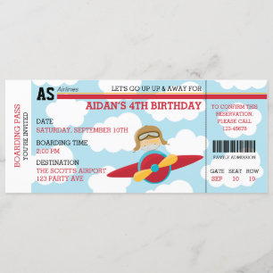 Invitaciones de cumpleaños piloto (estilo de bolet
