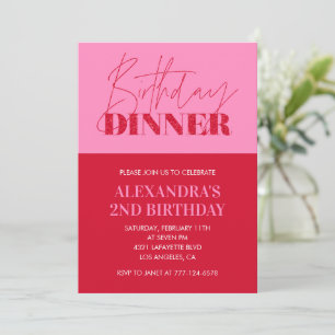 Invitaciones de cumpleaños Pink 2do cumpleaños Cen