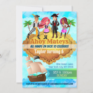 Invitaciones de cumpleaños piratas