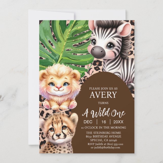 Invitaciones de Cumpleaños por el Primer Año de Un (Anverso)