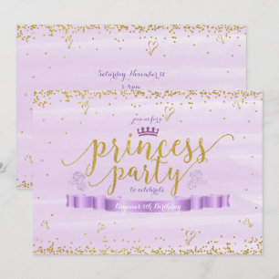 Invitaciones de cumpleaños princesa rosa púrpura y