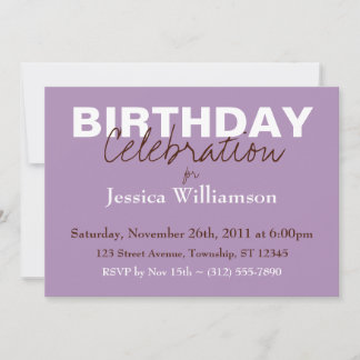 Invitaciones de cumpleaños púrpura de color Mod