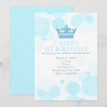 Invitaciones de cumpleaños reales Corona Azul y Pu