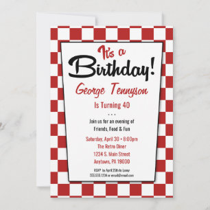 Invitaciones de cumpleaños rojas de los diner rojo