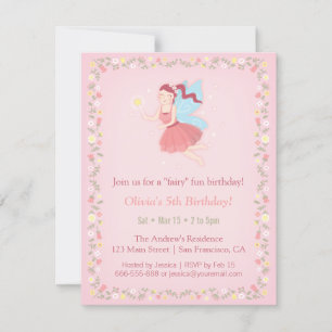 Invitaciones de cumpleaños rosadas para niñas de F