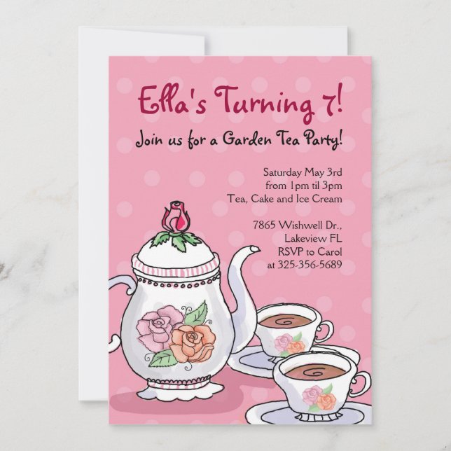 Invitaciones de cumpleaños temáticas de Chica Tea  (Anverso)