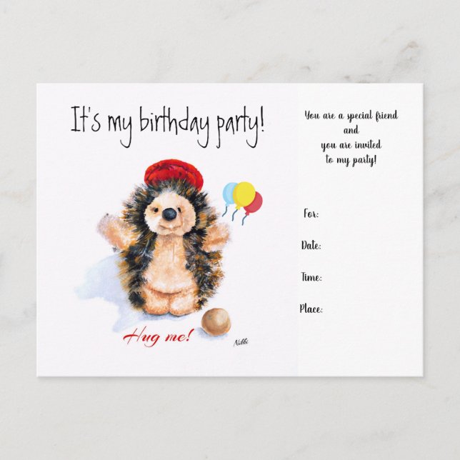 Invitaciones de cumpleaños "The little Hedgehog" (Anverso)