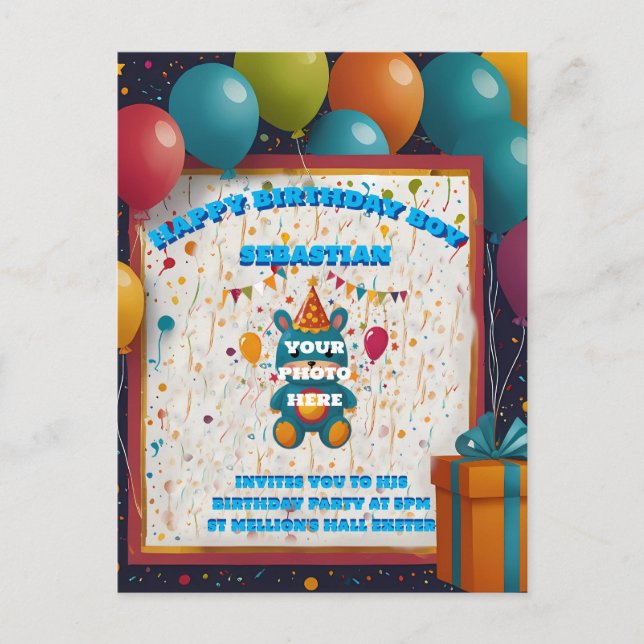 Invitaciones de cumpleaños tiempos de fiesta Tarje (Anverso)