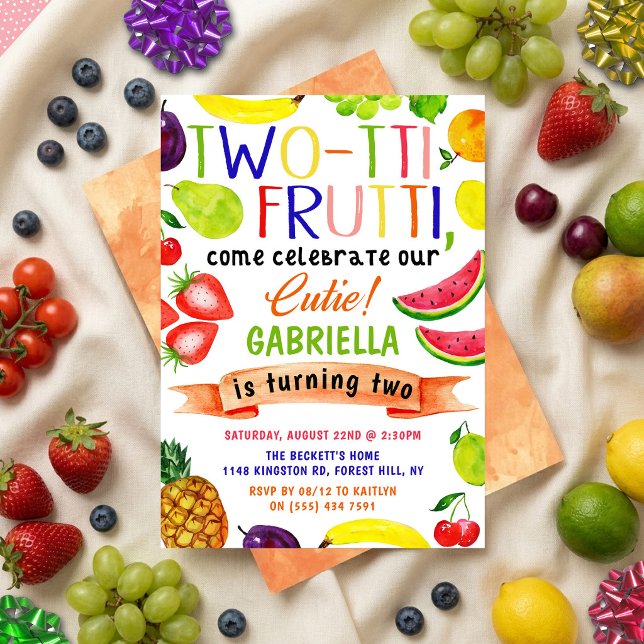 Invitaciones de cumpleaños Two-tti Frutti 2º (Subido por el creador)
