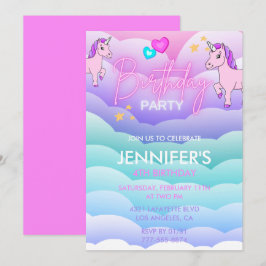 invitaciones de cumpleaños Unicornio 4 años Rosa P