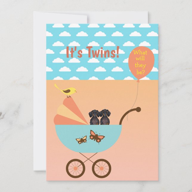 Invitaciones de Dachshund, Fiesta de Revelación de (Anverso)