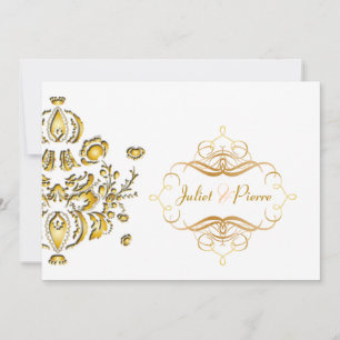 Invitaciones de damasco de oro falso