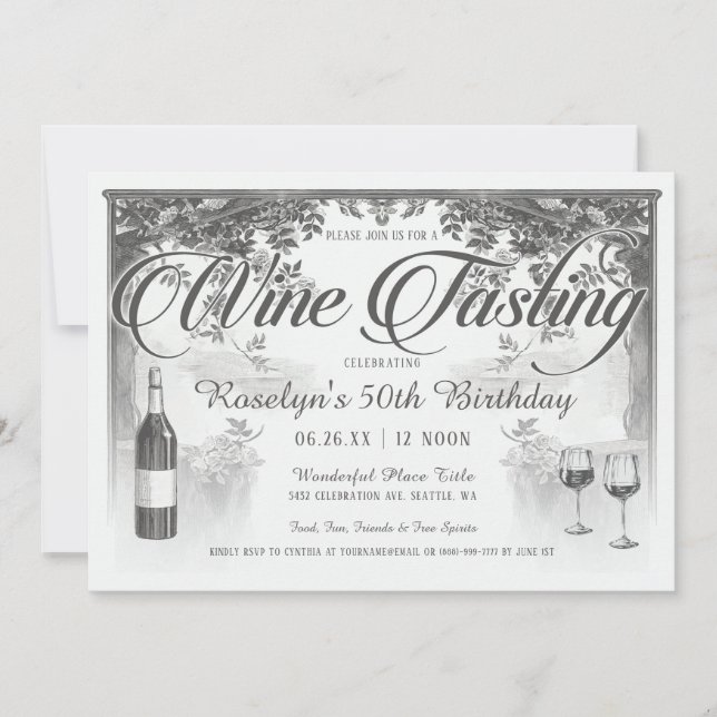 Invitaciones de degustación de vino de cosecha de  (Anverso)