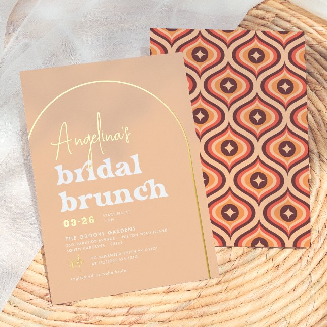 Invitaciones de desayuno nupcial con arco retro mo (Subido por el creador)